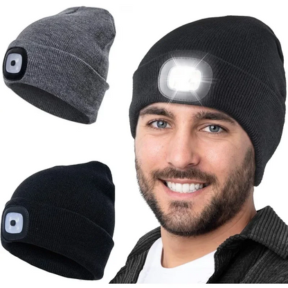 GlowGear™ LED Beanie Hat: USB Rechargeable Winter Headlamp Cap for Warmth & Hands-Free Light