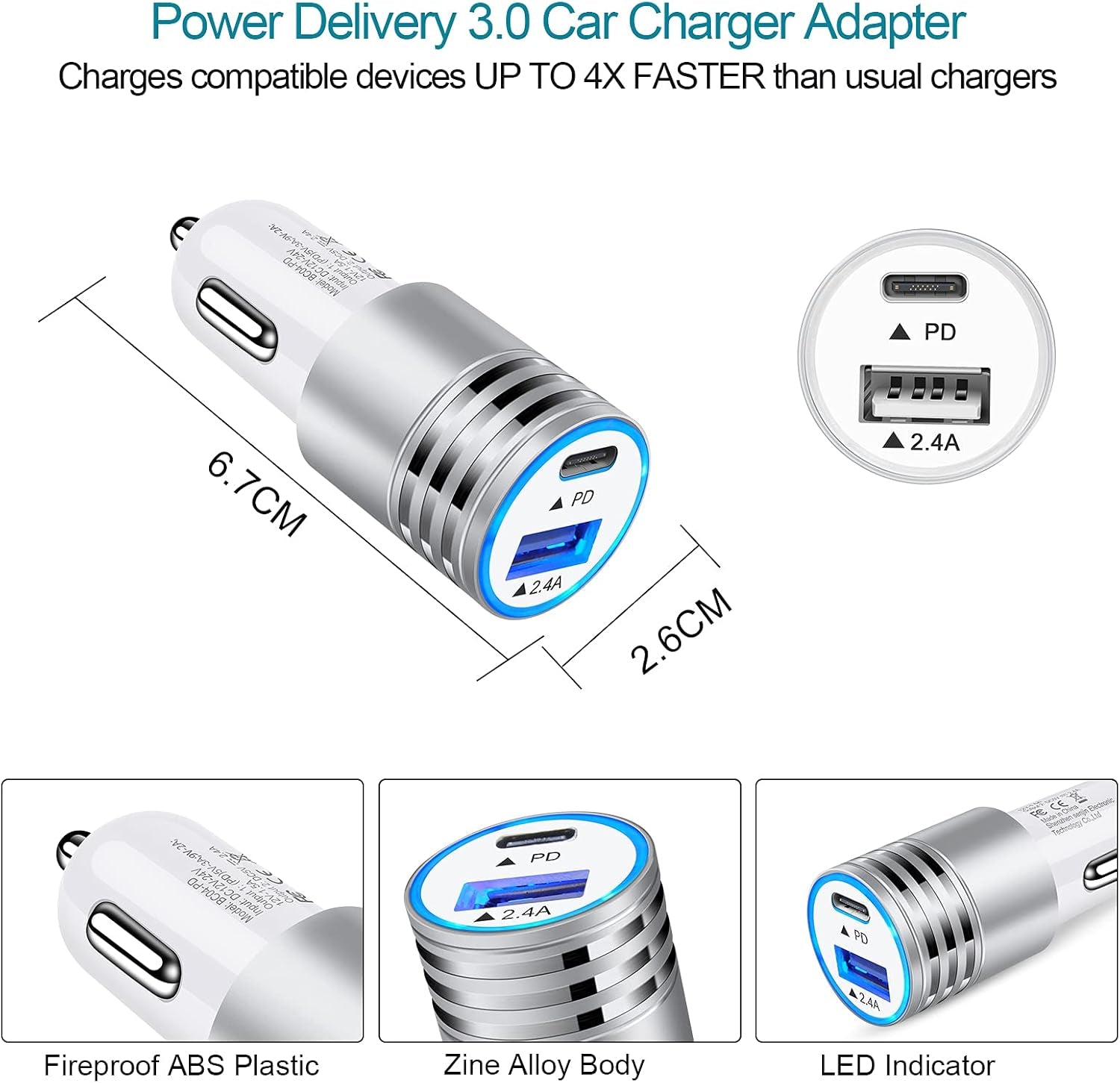 USB C Car Charger Fast Charging C Cord for Samsung Galaxy S23 A14 S22 S21 Ultra/S21+/S20 Fe/Note 20 S10E S9 A01 A71 A72 A52 A32,LG V60 K51 V50 V40 V30,Oneplus 9 Pro 8 8T 7,30W Phone Automobile Adapter